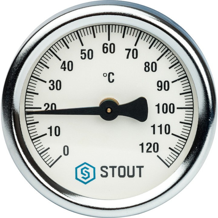 Термометр биметалл. накладной (0-120°С), 63 мм, с пружиной STOUT