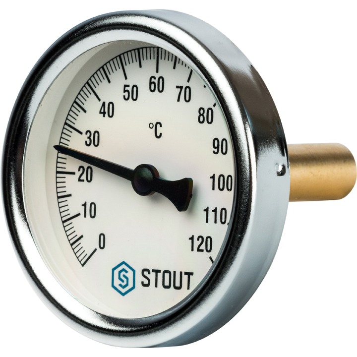 Термометр биметалл. Т63/50(1/2", 120°С) с погружной гильзой STOUT