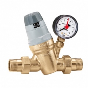 Редуктор давления с блочным картриджем, с манометром 1/2″ 1- 6 бар CALEFFI