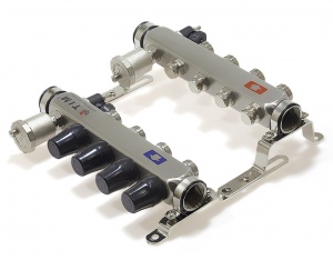 Группа коллекторная 1"-3/4" 9кон. (БЕЗ расход, авт. клапан вып. воздуха, слив) нерж. TIM