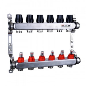 Группа коллекторная 1"-3/4" 11кон. (расходомеры) нерж. TIM