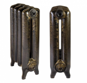 Радиатор чугунный РАДIМАКС WINDSBOLD 500/4 3/4" (RAL9005 матов.+золот.по рис.) боковое подк ОБРАЗЕЦ