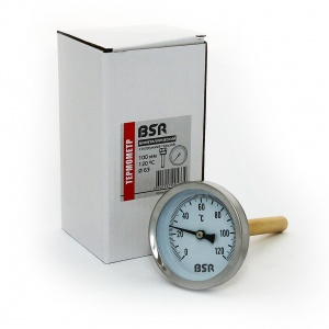 Термометр биметалл. Т63/100 (1/2", 120°С) с погружной гильзой ZOTA