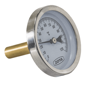 Термометр биметалл. Т63/50 (1/2", 120°С) с погружной гильзой ZOTA