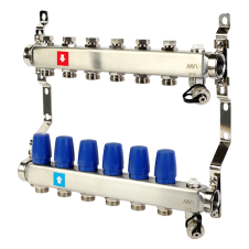 Группа коллекторная 1"-3/4" 5кон. (БЕЗ расход, дренаж. кран, воздухоотводчик) нерж MVI