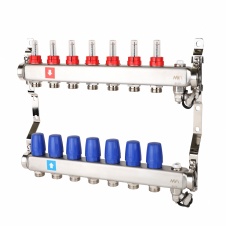 Группа коллекторная 1"-3/4" 7кон. (расходомеры, дренаж. кран, воздухоотводчик) нерж. MVI