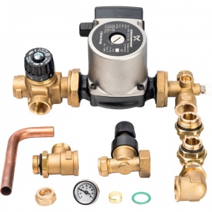Насосно-смес. узел для теплого пола (30-60С) (Grundfos UPSO 25-65 130мм) нижнее подключение STOUT(SDG-0120-002002)