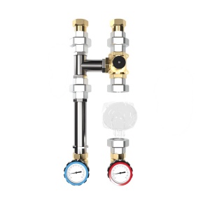 Насосная группа 1" NGSS-25C нерж. поворотный смеситель Wester KVs 6,3 краны GIDRUSS с термометрами