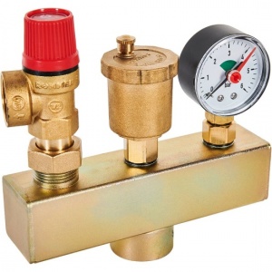 Группа безопасности котла до 50 кВт, 1", 3 бар (латунь) без изоляции ROMMER